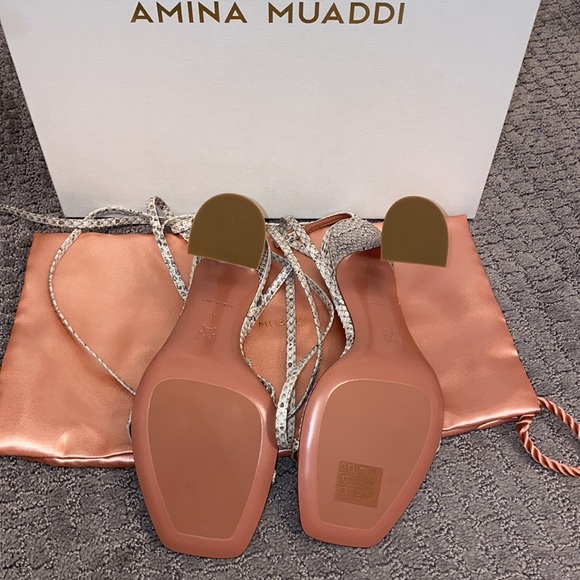 Amina Muaddi Vita Sandal wrap nSnakeskin sz 38 - Picture 3 of 8